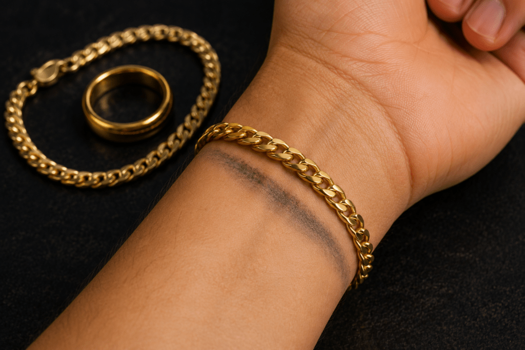 Gold bracelet leaving a dark mark on skin