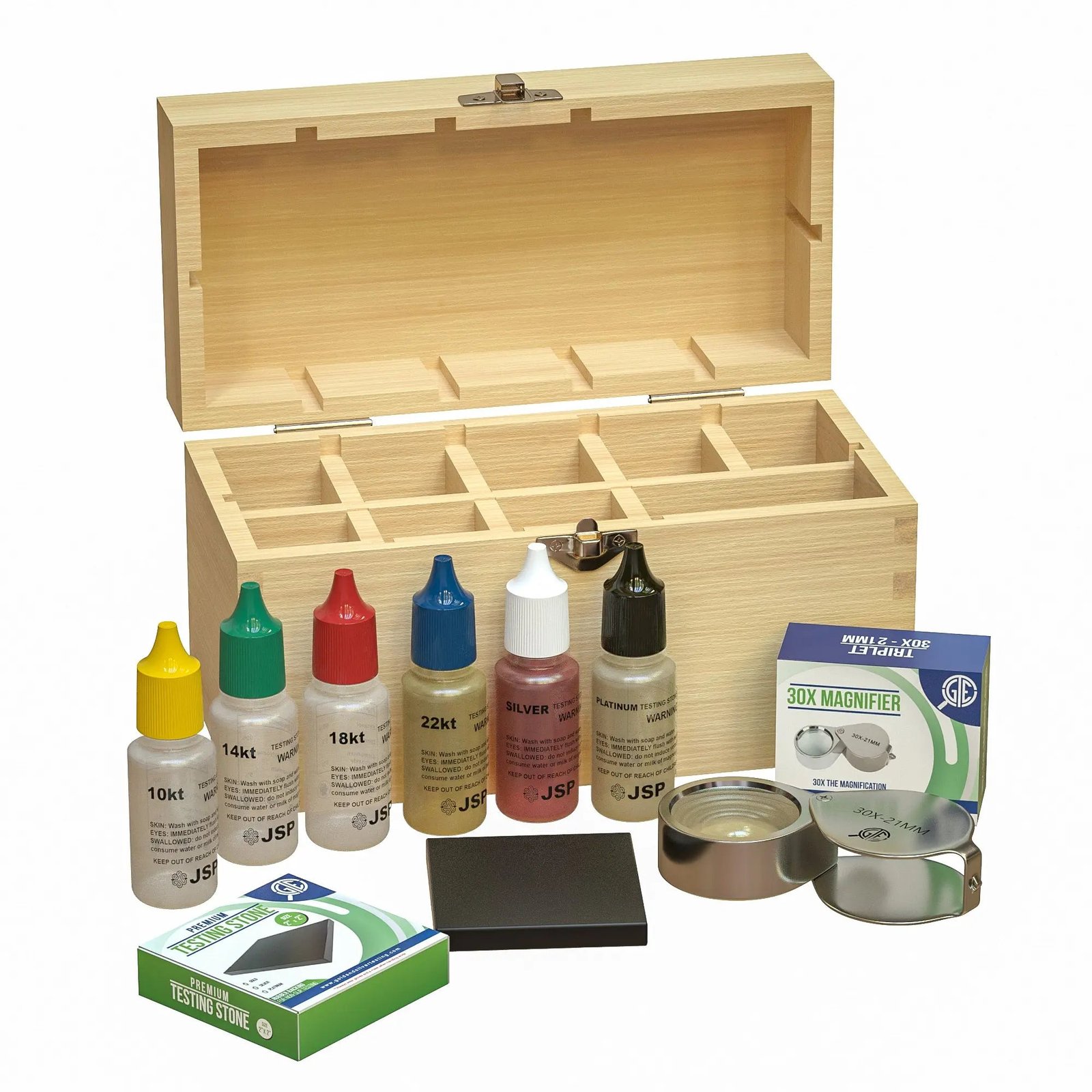 GTE Gold, Silver & Platinum Acid Testing Kit with Stone and Loupe