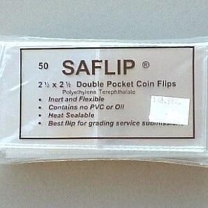 SAFLIP 2.5 × 2.5-Inch Double-Pocket Coin Flips — 50 Pack