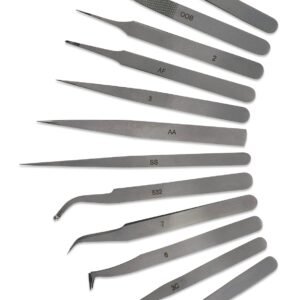 EURO TOOL TWZ-700.12 Twelve-Piece Tweezers Set