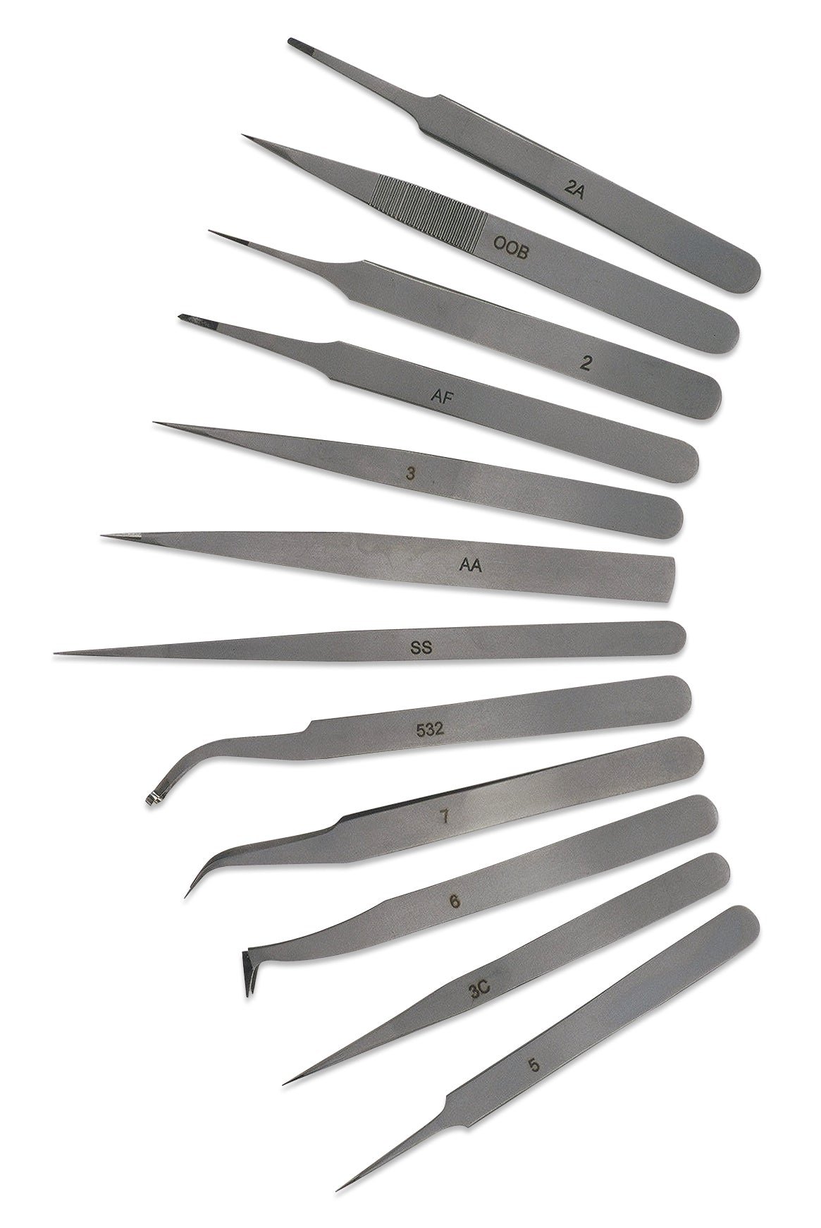 EURO TOOL TWZ-700.12 Twelve-Piece Tweezers Set